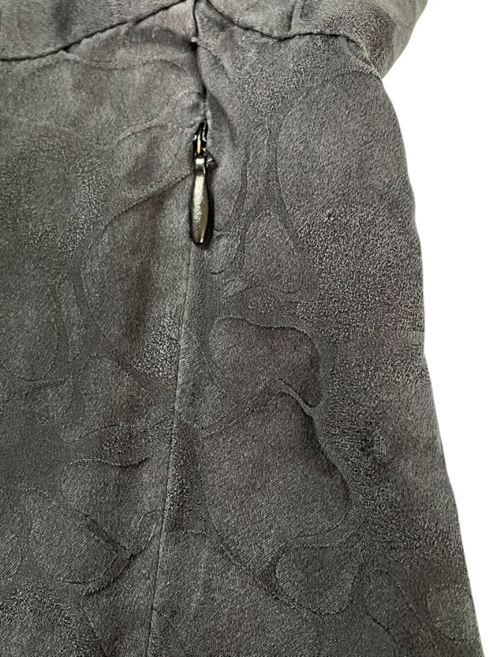 Tucker 100% Silk Charcoal Jacquard Mini Dress Puff Sleeve M - Picture 10 of 15
